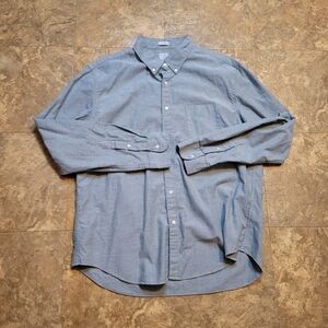 J Crew Broken In Oxford Shirt Mens XL Gray LS Button Down Organic Cotton